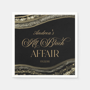 Black Gold Agate All Black Affair Birthday Party Napkin