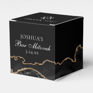 Black Gold Agate Bar Mitzvah Small Party Favour Box