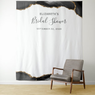 Black Gold Agate Bridal Shower Photo Booth Tapestry