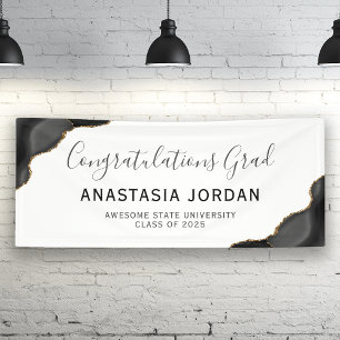 Black Gold Agate Congratulations Graduation Banner