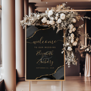 Black Gold Agate Corners 20x28 Wedding Welcome Poster