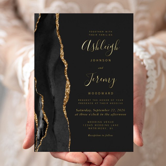 Black Gold Agate Dark Modern Wedding (Creator Uploaded)