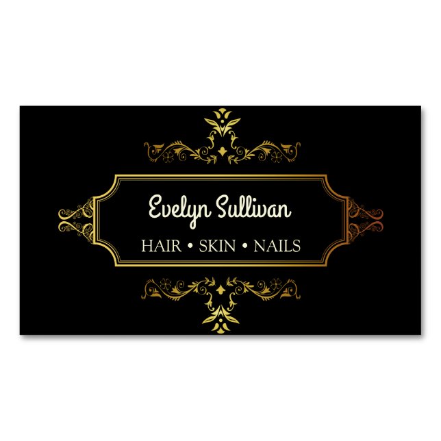 Black Gold Agate frame Business Card (Front)