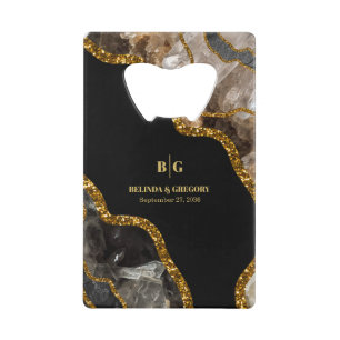 Black & Gold Agate Geode Glitter Wedding
