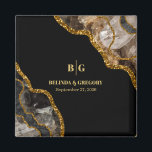 Black & Gold Agate Geode Glitter Wedding Favour Magnet<br><div class="desc">A beautiful black and gold geode agate crystal gemstone design with gold glitter accents. This elegant marble effect design combining black tones and gold creates a sophisticated amethyst piece of abstract art. The combination of the black and gold colours creates a sophisticated, trendy and chic style. Elegant wedding favour design...</div>