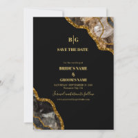 Black & Gold Agate Geode Glitter Wedding