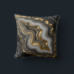 Black Gold Agate Geode Luxury Marble Cushion<br><div class="desc">Mesmerizing black and charcoal agate with flowing bands of soft gray and creamy white,  dramatically framed and veined in molten liquid gold. This opulent,  high-contrast geode design exudes modern luxury,  sophistication and powerful elegance perfect for those who love dark,  glamorous mineral aesthetics.</div>