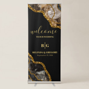 Black & Gold Agate Geode Wedding Welcome Sign