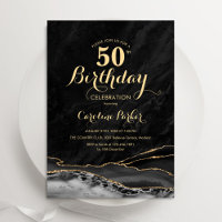 Black Gold Agate Marble 50th Birthday