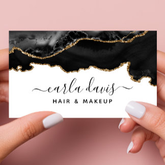 Black Gold Agate Marble Business Card