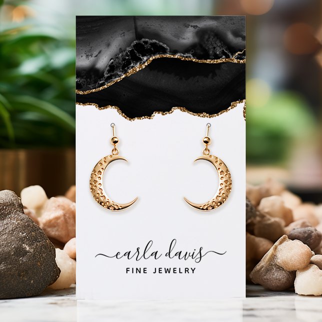 Black Gold Agate Marble Earring Jewellery Display Business Card (Creator Uploaded)