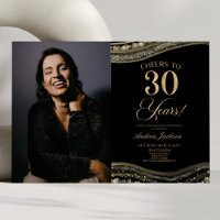 Black Gold Agate Picture 30th Birthday Party
