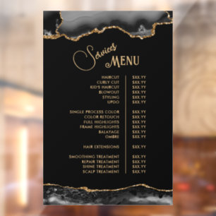 Black Gold Agate Services Menu Window Cling