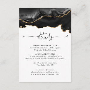 Black Gold Agate Wedding Details Enclosure Card