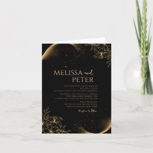 Black Gold Alcohol Ink photo Wedding Invitation