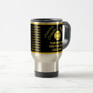 Black Gold All Player's Name Softball Coach Mug