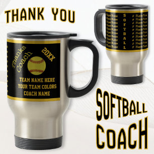 Black Gold All Player's Name Softball Coach Mug