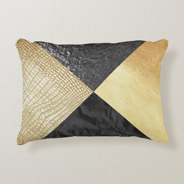 Black & Gold Alligator Skin Pillow (Front)
