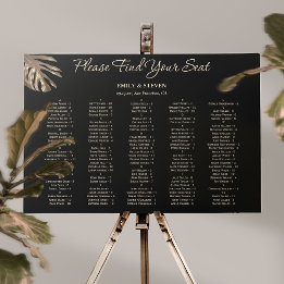 Black & Gold Alphabetical Wed Seating Chart Sign