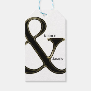 Black & Gold Ampersand Chic Wedding Favour Gift Tags