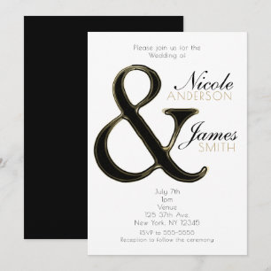 Black & Gold Ampersand Chic Wedding Invitations