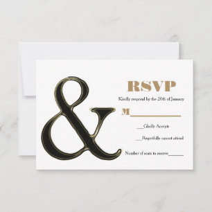 Black & Gold Ampersand Modern Chic Wedding RSVP