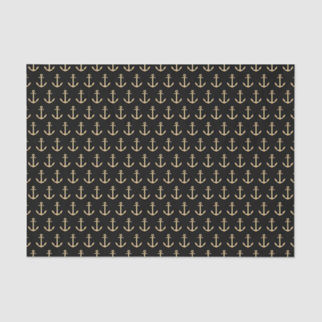 Black & Gold Anchors Away | Tissue Paper (Front)