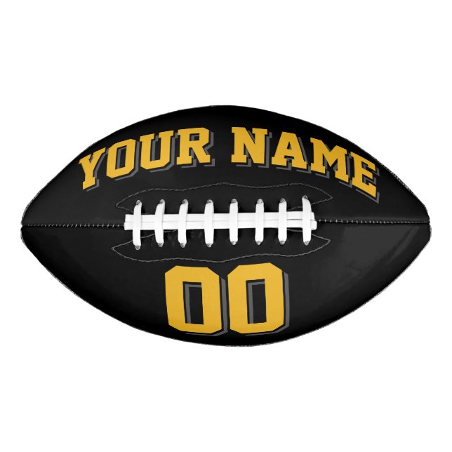 BLACK GOLD AND CHARCOAL GRAY Custom Football American Football (Front)