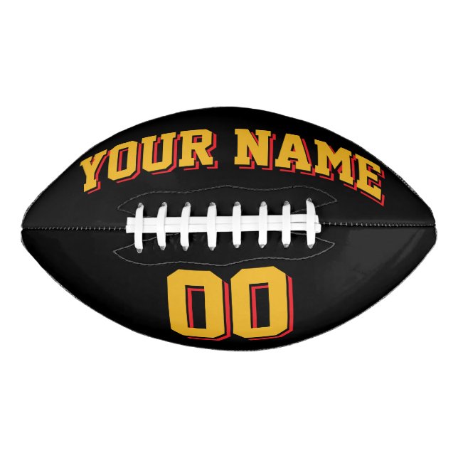 BLACK GOLD AND RED Custom Football American Football (Front)