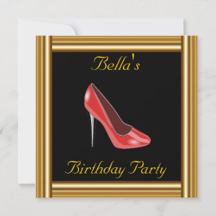 Black Gold and Red Shoe Invitation