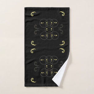 Black Gold and Silvcer Circles Hand Towel