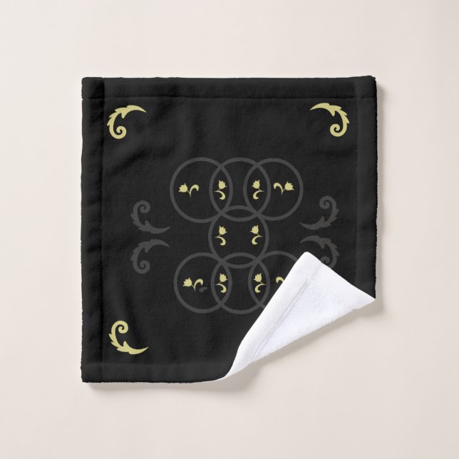 Black Gold and Silvcer Circles Wash Cloth (Wash Cloth)