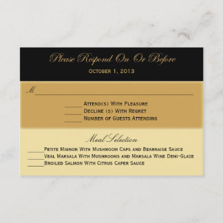 Black Gold and Tan RSVP Response Card