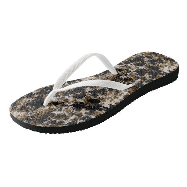 Black Gold and white abstract Flip Flops (Angled)