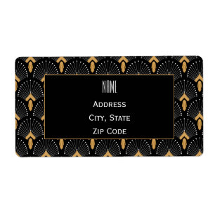 Black, Gold and White Art Deco Fan Flowers Motif