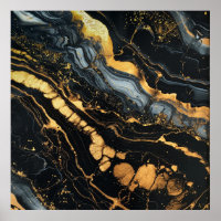 Black, gold and white fluid abstract