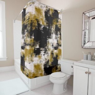 Black Gold and White   Shower Curtain