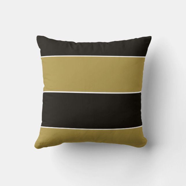 Black, Gold and White Stripes Cushion (Back)