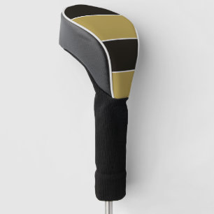 Black, Gold and White Stripes Golf Head Cover