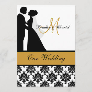 Black, Gold, and White Wedding Couple Invitation
