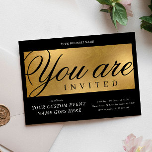 Black & Gold Annual Charity Gala Dinner Business Invitation