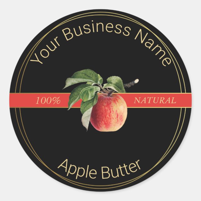 Black & Gold Apple Butter Product Label (Front)