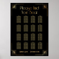 Black & Gold Art Deco 16 Tables Seating Chart