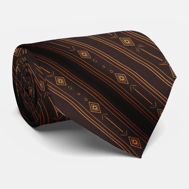 Black & Gold Art Deco Arrow Tie (Rolled)