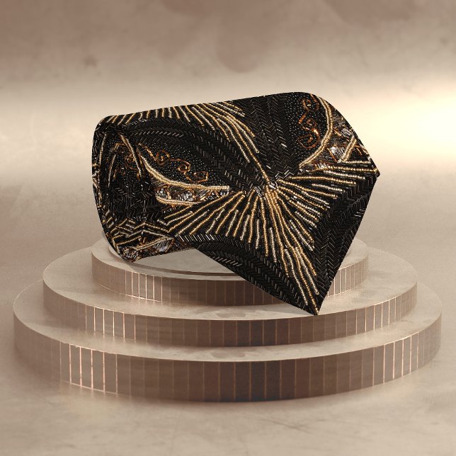 Black & Gold Art Deco Bead: New Year / 1920s party Tie (Creator Uploaded)