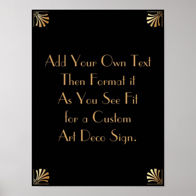 Black Gold Art Deco Custom DIY Wedding Sign (Front)