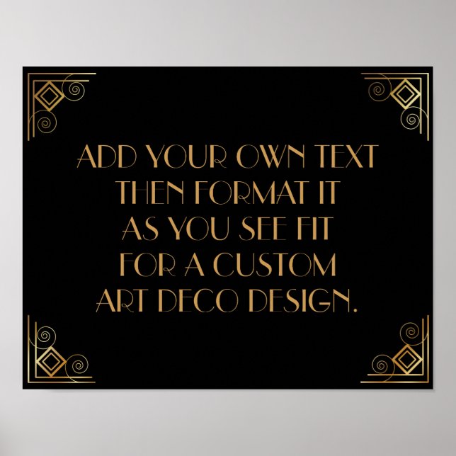 Black Gold Art Deco Custom DIY Wedding Sign (Front)