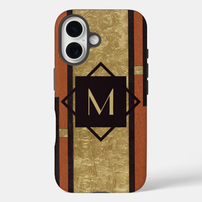 Black & Gold Art Deco Custom Monogram Case-Mate iPhone Case (Back)