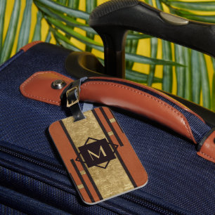 Black & Gold Art Deco Custom Monogram Luggage Tag