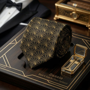 Black & Gold Art Deco Fanburst Tie